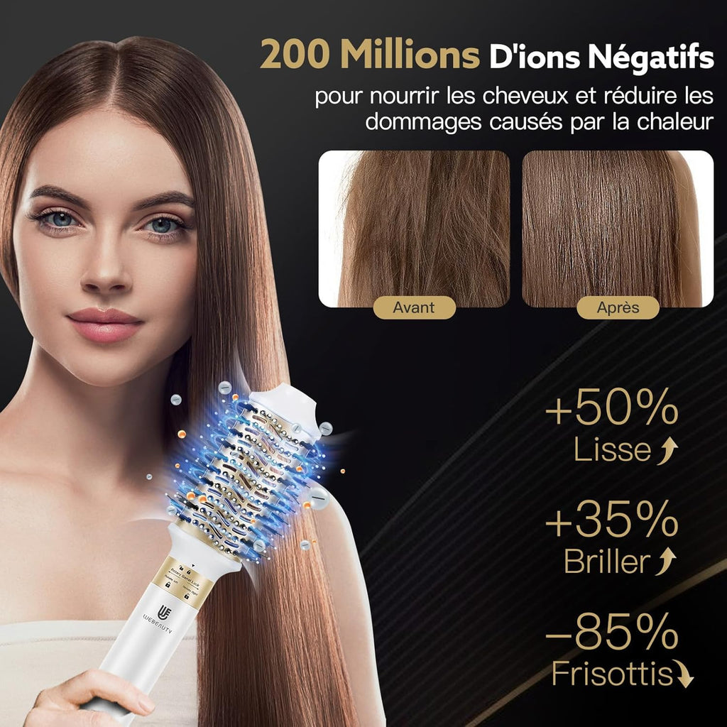 [5 in 1]webeauty Air Styler, 110000 TR/MIN, 20M/S Seche Cheveux 200 Million Ion Négatif Brosse Soufflante, Brosse Chauffante Brushing Volume, Brosse Ronde Chauffante, Air Fer a Boucler Automatique