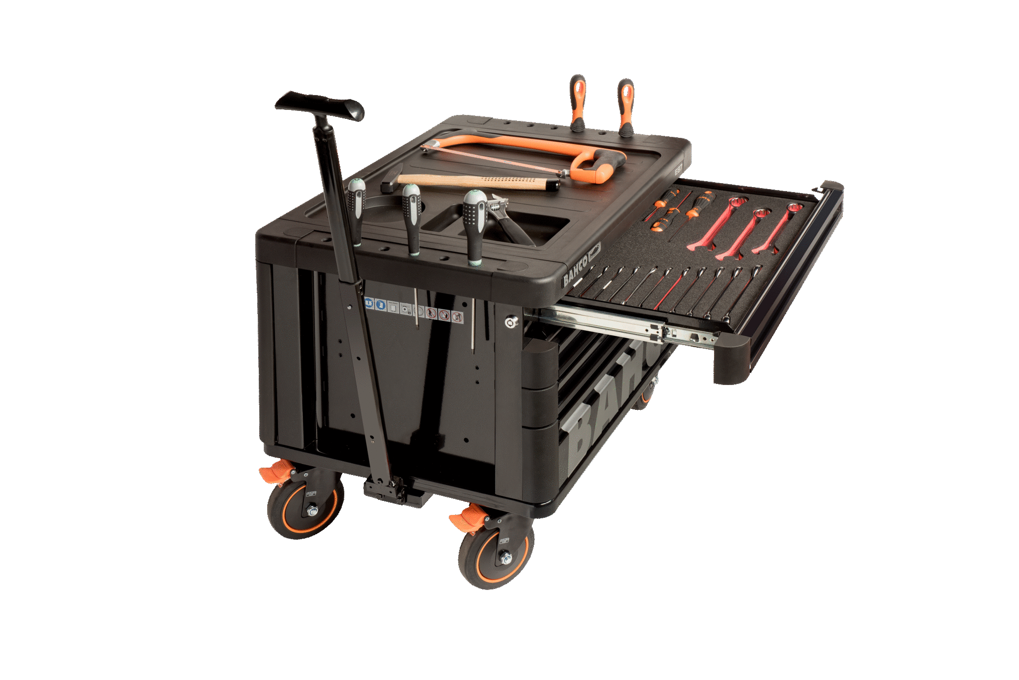 E87 Top chest on wheels with 4 drawers 1DAAT system ensures that only one drawer can open at a time Fully opening drawers and individual shock-protection corner bumpers for defending against unexpected collisions The pivoting latching system avoids u