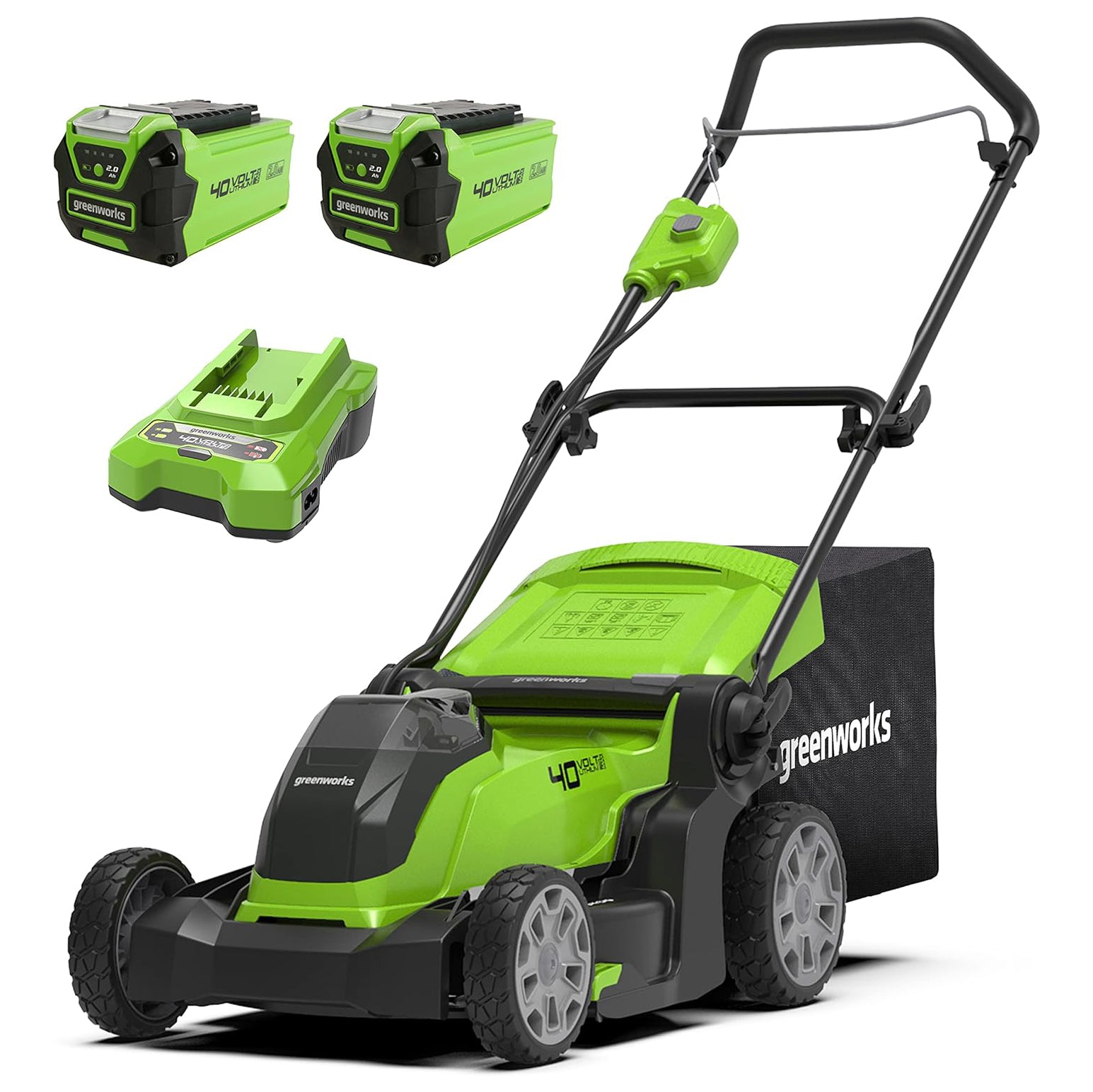 Tondeuse à gazon sans fil Greenworks G40LM41K2X pour pelouses jusqu'à 500 m