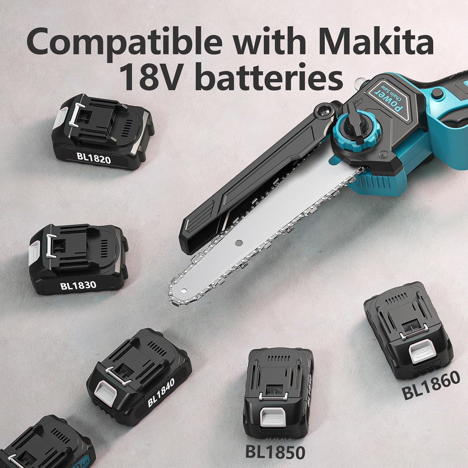 Mini Tronconneuse a Batterie 8000mAh, 6 Pouces 1000W Tronconneuse Electrique Sans Fil Brushless avec Graisseur Automatique, 4 Chanes, Elagueuse Batterie, Petite Trononneuse pour l'élagage le Jardin