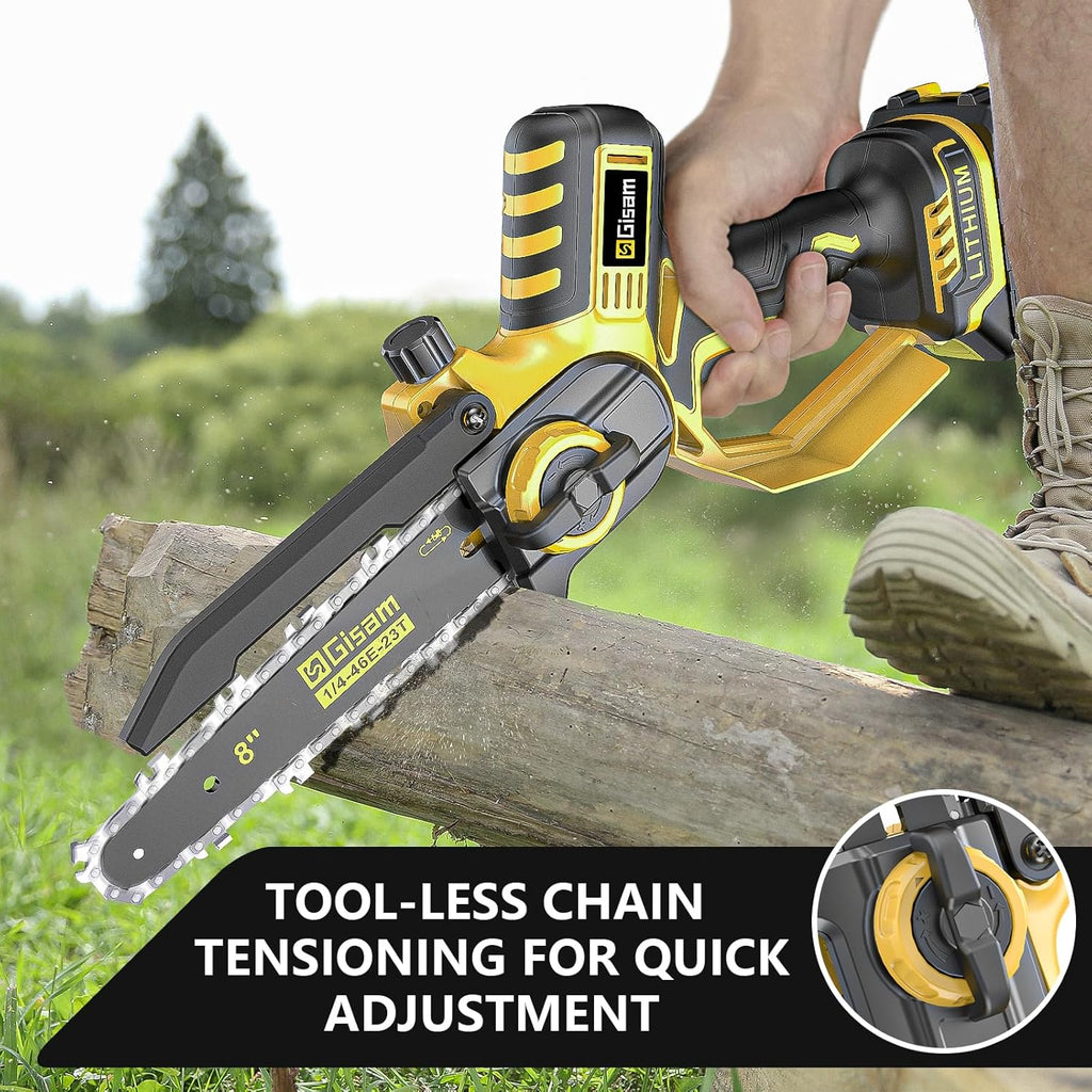 Mini Trononneuse à Batterie 8000mAh,6 et 8 Pouces Trononneuse électrique avec 900W Moteur Sans Balais,Automatique et Tension de Chane,Pour le Jardin,Les Branches et le Bois