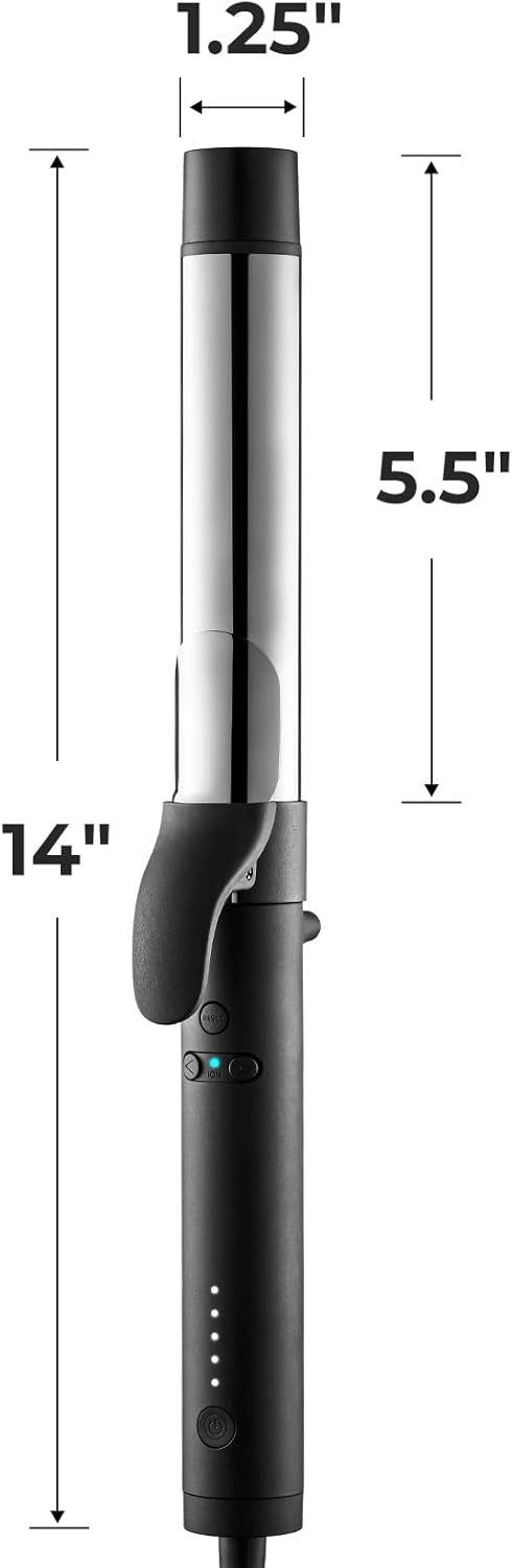 Fer à Boucler Automatique TYMO ROTA, Fer à Friser ionique rotatif de 1 1/4 pouce pour cheveux longs, avec un très grand cylindre nanotitane 5 températures réglables pour une mise plis professionnelle.