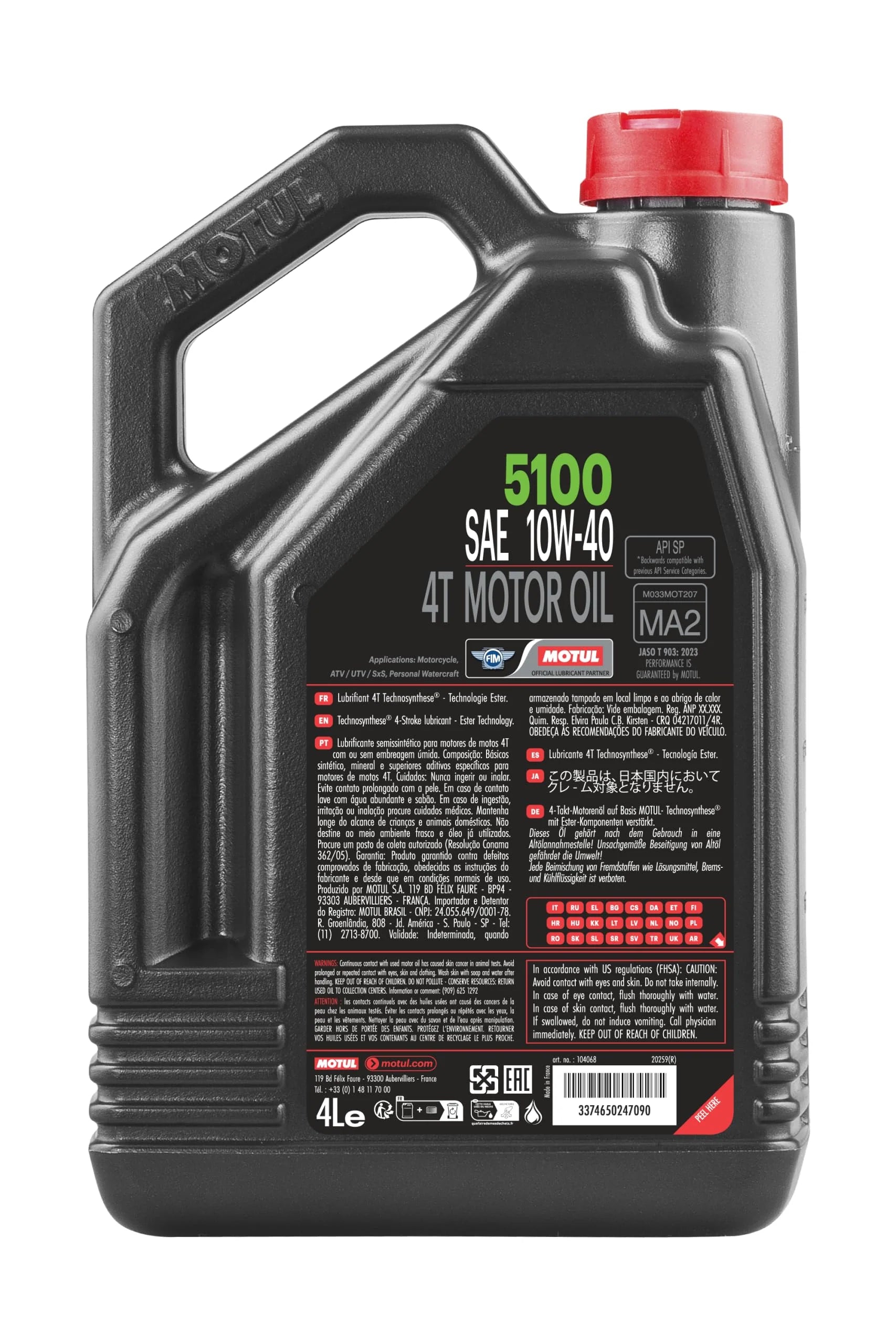 Motul Motorbike Oil 5100 4T 10W40 4L Noir