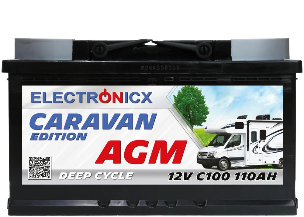 Batterie AGM pour caravane 110 Ah 12 V pour caravane et batterie solaire – Batteries 12 V 110 Ah pour camping, camping-car, bateau, système solaire, batterie Deep Electronicx.