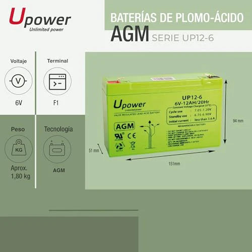 Batterie Plomb AGM 6V 12Ah