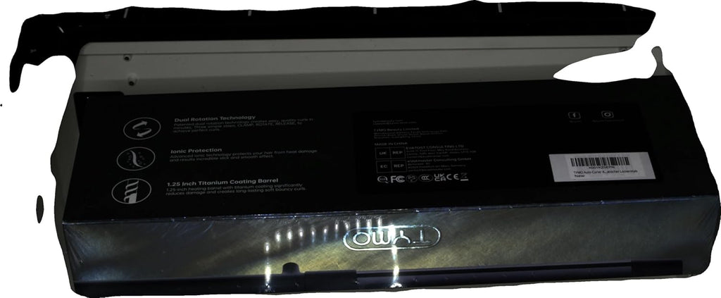 Fer à Boucler Automatique TYMO ROTA, Fer à Friser ionique rotatif de 1 1/4 pouce pour cheveux longs, avec un très grand cylindre nanotitane 5 températures réglables pour une mise plis professionnelle.