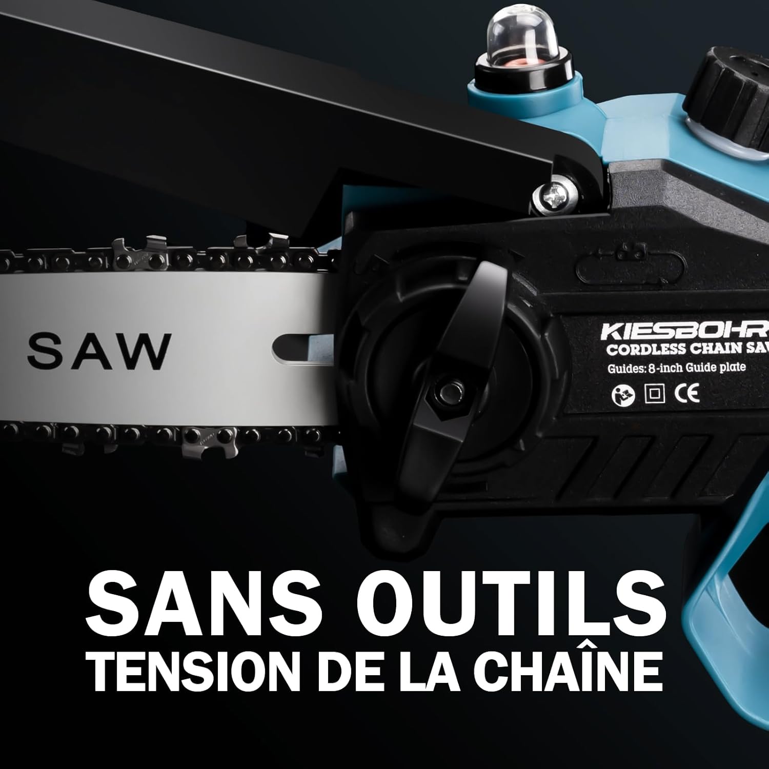 KIESBOHR Trononneuse sans balais 6 pouces avec lubrification améliorée de la chane, compatible avec la batterie Makita 18V（sans batterie ni chargeur）