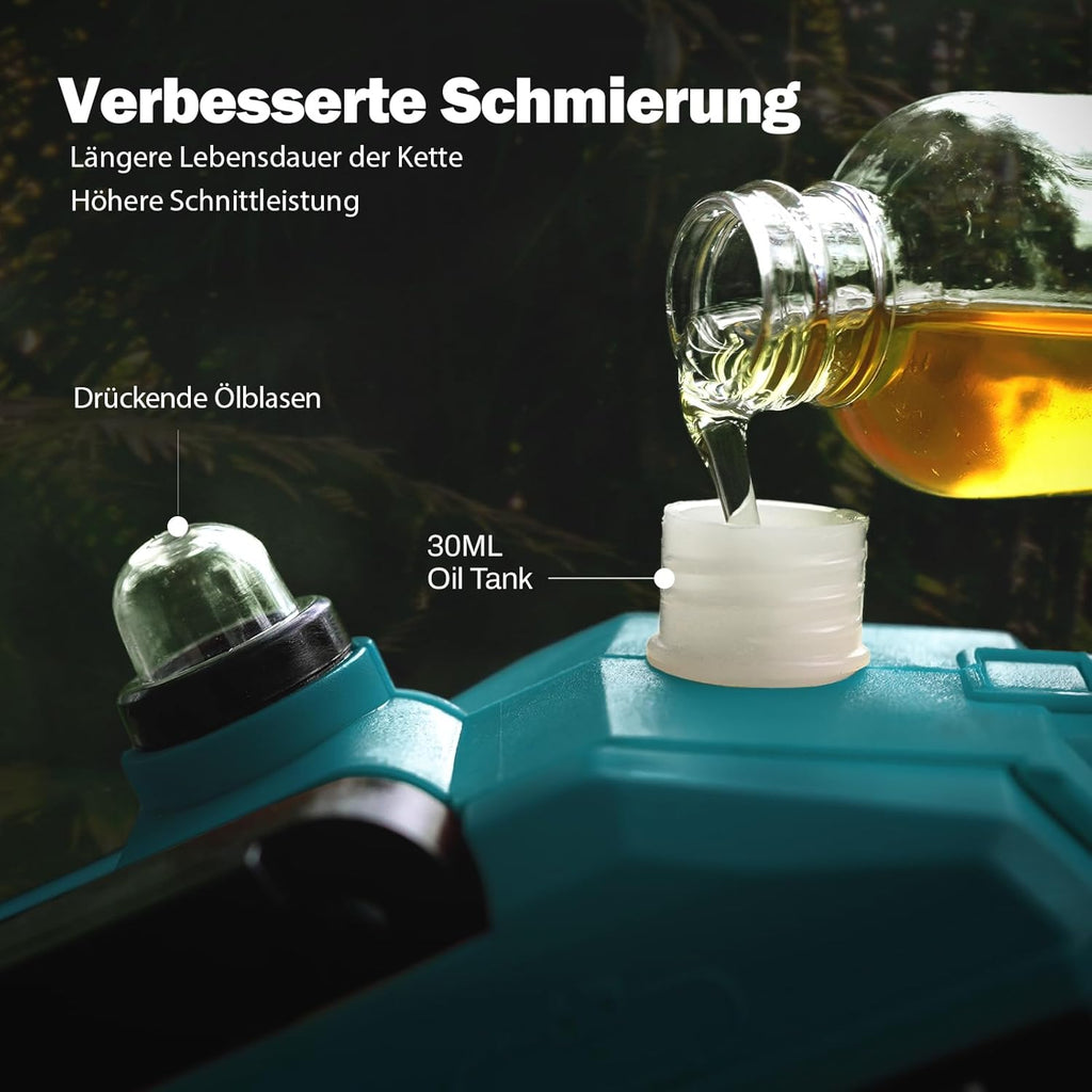KIESBOHR Trononneuse sans balais 6 pouces avec lubrification améliorée de la chane, compatible avec la batterie Makita 18V（sans batterie ni chargeur）