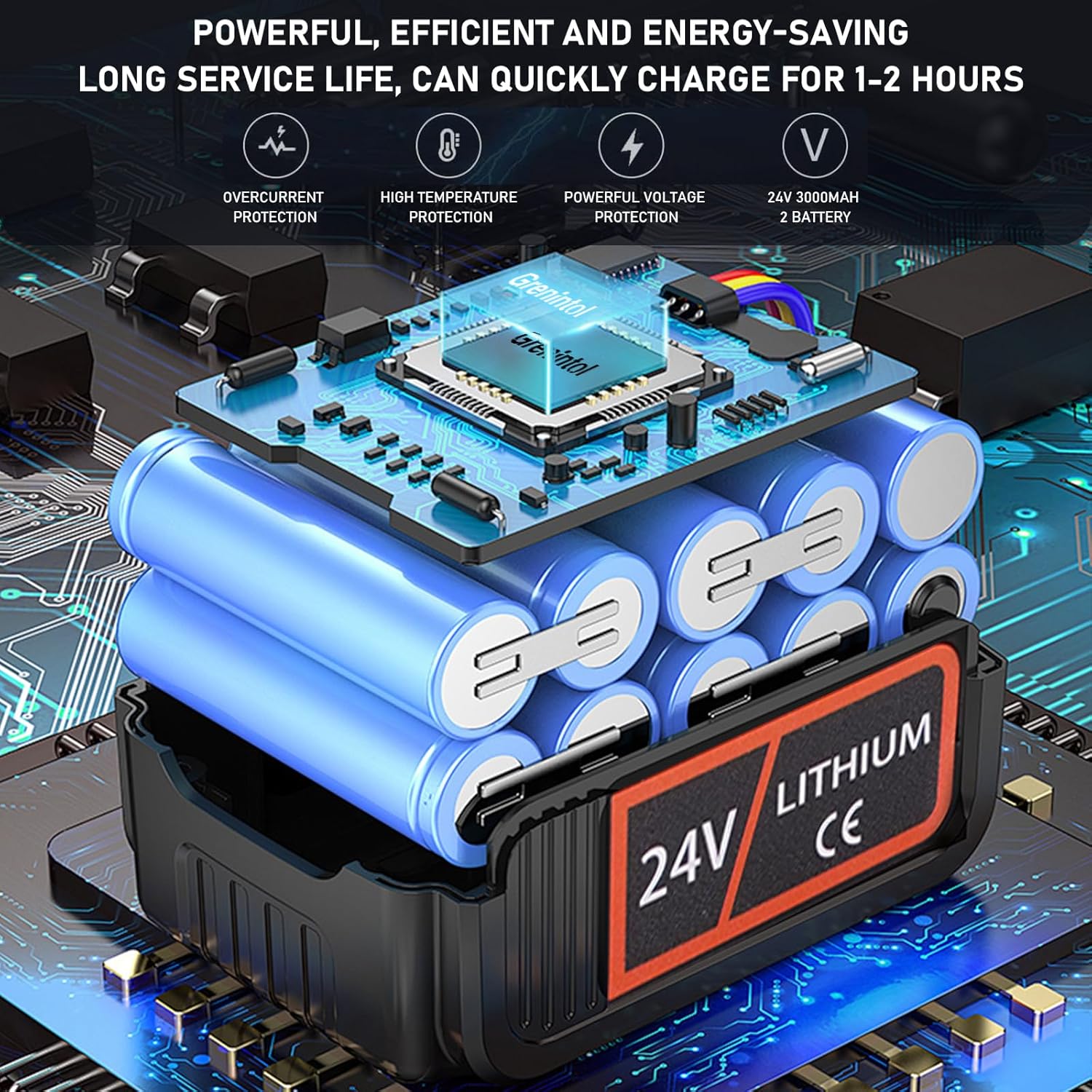 Grenintol Mini Trononneuse à Batterie, 8 Pouces Trononneuse lectrique sans Fil, 24V/1000W/6000mAh Mini Tronconneuse sans Fil avec 2 Batterie, 2 Chanes, Trononneuse lectrique pour Jardin