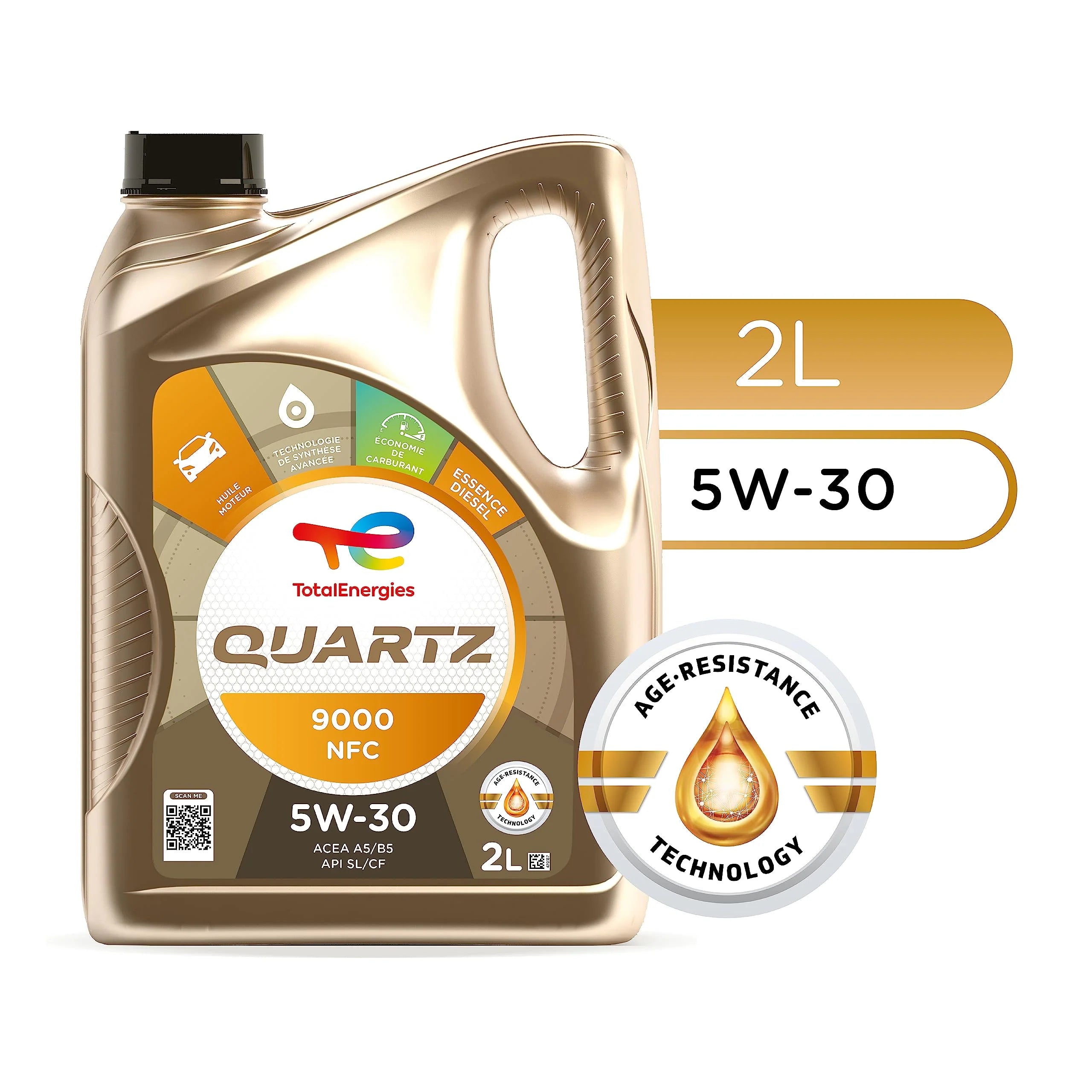 TotalEnergies Quartz 9000 NFC 5W-30, Huile moteur essence et Diesel, 2 litres