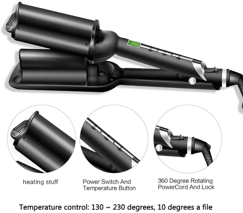 KKMNDE Fer à friser à 3 barils, Outil de bouclage des Cheveux, Triple Baril, ondulation des Cheveux, Baguette à friser, Outils de Coiffure, bigoudi Automatique