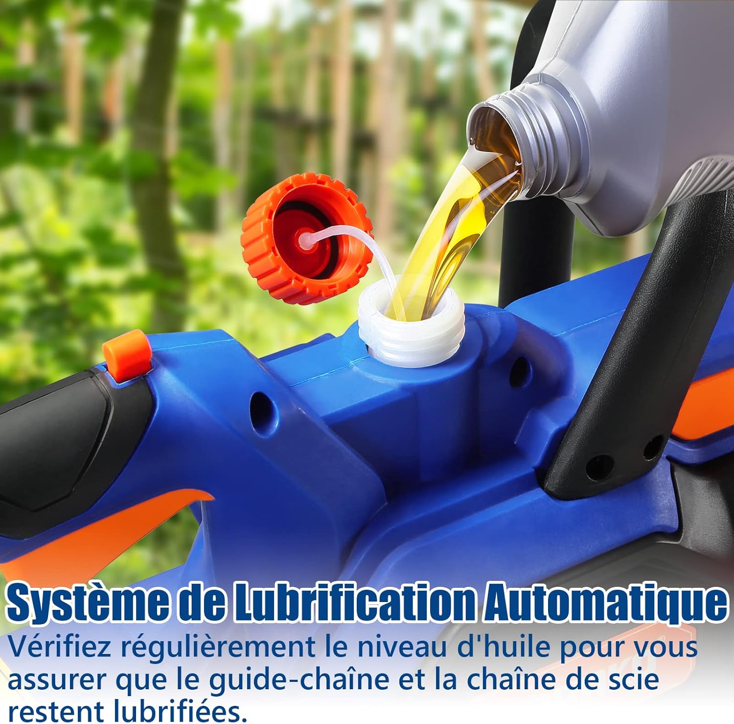 SORAKO Trononneuse Sans Fil 4.0Ah 18V, Tronconneuse a Batterie 25,4cm, Tendeur de Chaine Sans Outil (Comprend une batterie Li-Ion, chargeur rapide) Pour Couper du Bois Arbres Haies