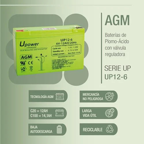Batterie Plomb AGM 6V 12Ah
