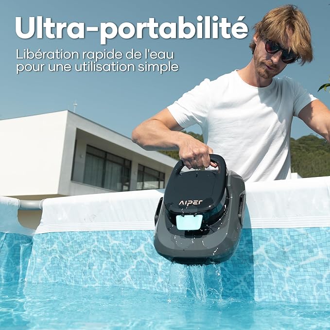 AIPER Scuba SE Robot Pool, Cordless Pool Vacuum, 90 Minutes Cleaning, Automatic Parking Function, Compact and Lightweight Pool Cleaner, Ideal for Above Ground Pools 80