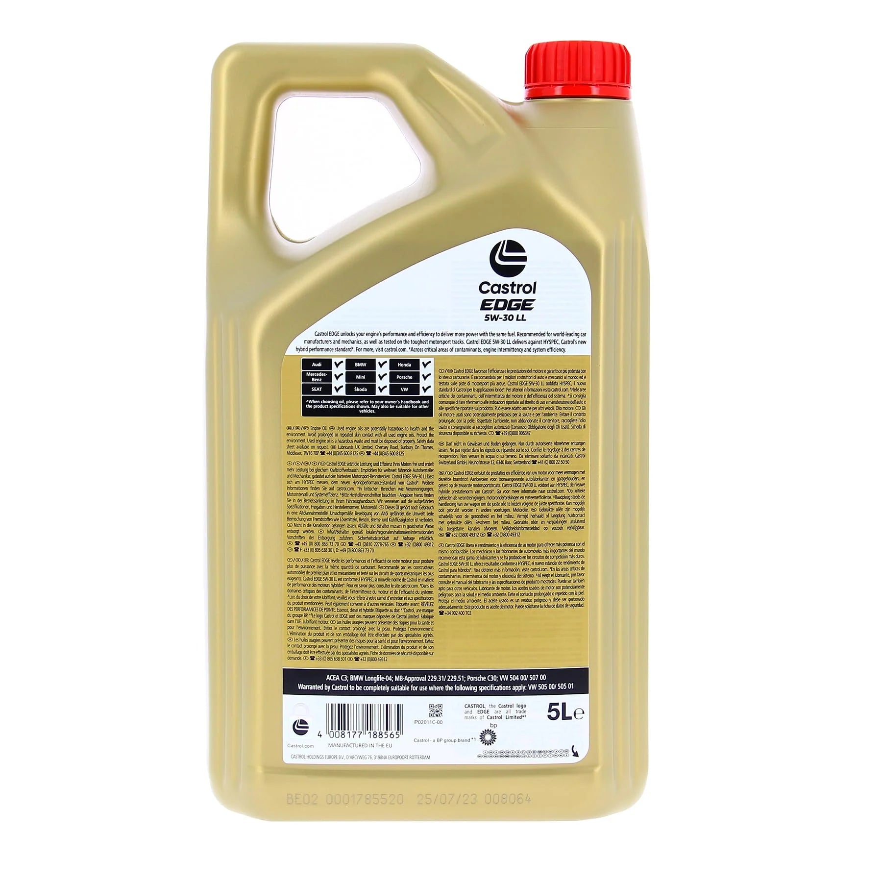 CASTROL EDGE 5W-30 LL, Huile Moteur, 5+1L