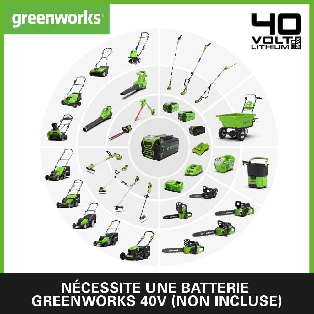 Greenworks G40CS30II Trononneuse à Batterie, Longueur Guide-Chane 12-Pouces (30 cm), Vitesse 4,2 m/s, 2,6 kg, Graisseur Automatique, SANS Batterie 40V Ni Chargeur, Garantie 3 Ans