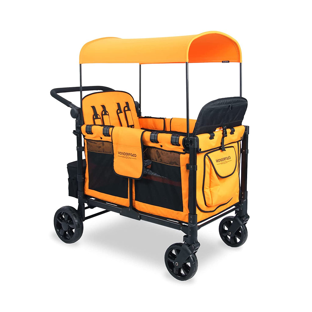 W0NDERF0LD W4 Elite Quad Stroller Wagon Featuring 4 Face-to-Face Seats