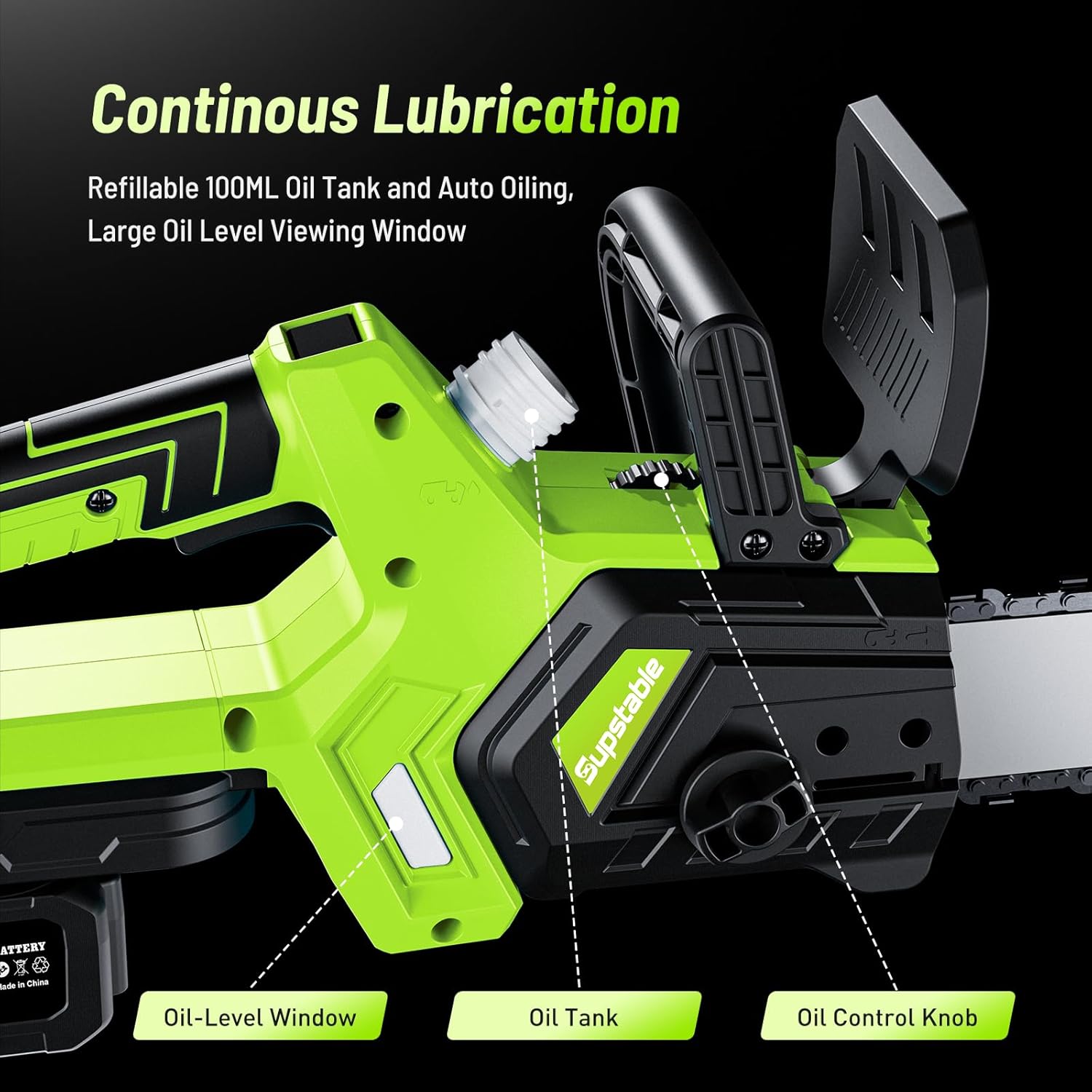 Supstable Mini Trononneuse à Batterie 6 et 8 Pouces, 8000mAh Trononneuse lectrique 900W Sans Fil, D'huile Automatique & Tension de Chane Sans Outil, Compatible avec Makita 18V