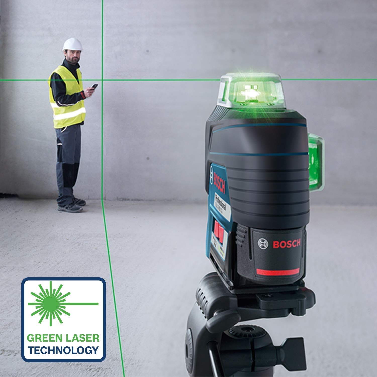 Bosch Professional 12V System Laser Lignes GLL 3-80 CG  Cellule de Rception LR 7 (Faisceau Rouge et Vert, 2 Piles 1,5 V AAA, Porte : 5-50 m, Housse de Protection)