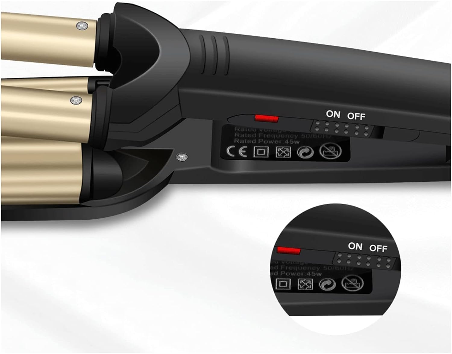 KKMNDE Baguettes à friser Les Cheveux, Styler Les Cheveux, Outils de Coiffure, bigoudis électriques, Outils Professionnels pour Cheveux, Fer à friser en céramique Triple Baril