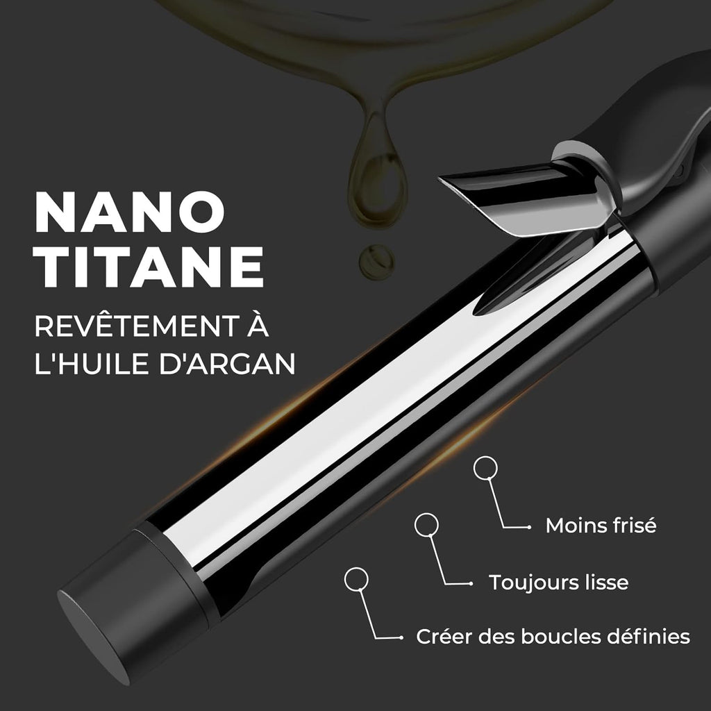 Fer à Boucler Automatique TYMO ROTA, Fer à Friser ionique rotatif de 1 1/4 pouce pour cheveux longs, avec un très grand cylindre nanotitane 5 températures réglables pour une mise plis professionnelle.