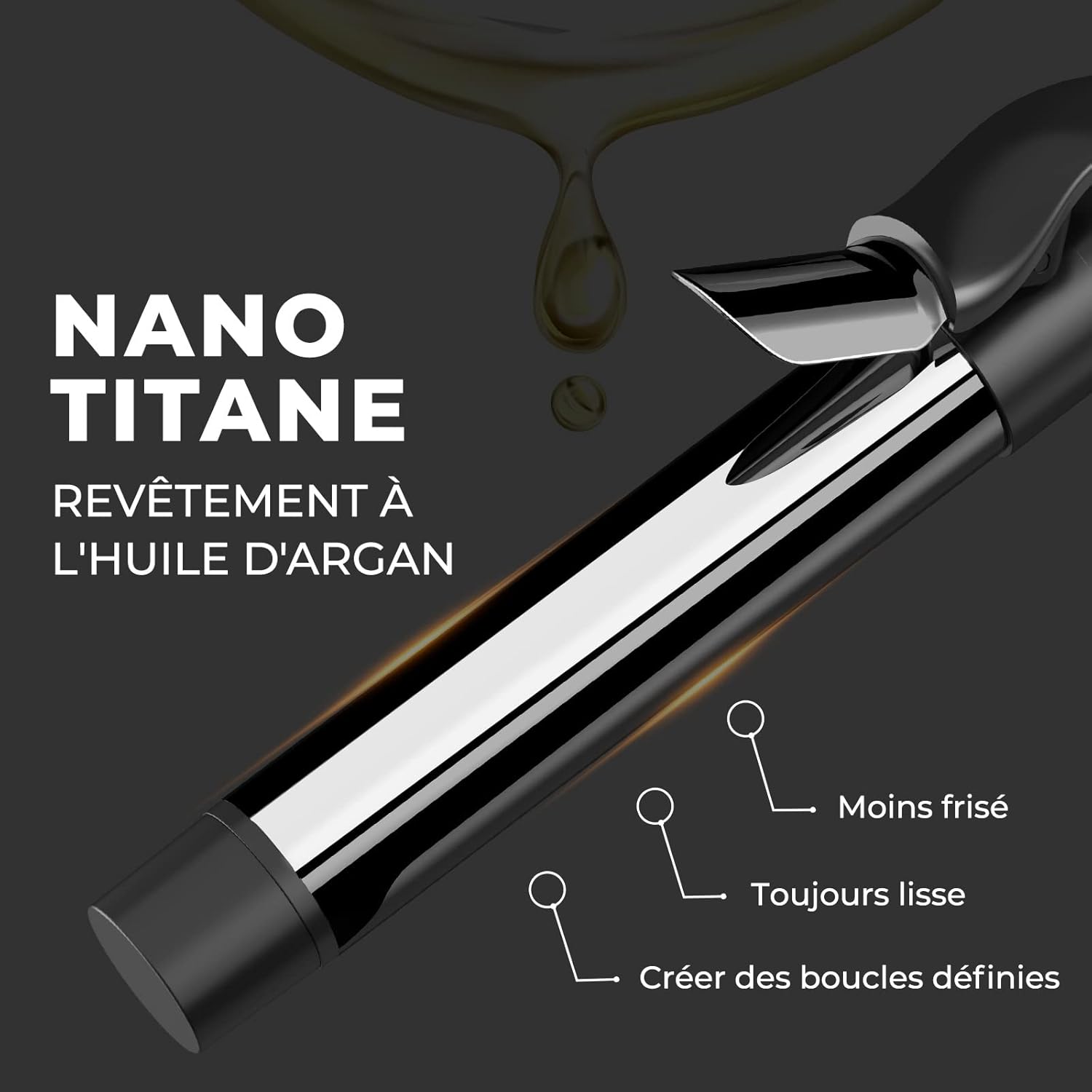 Fer à Boucler Automatique TYMO ROTA, Fer à Friser ionique rotatif de 1 1/4 pouce pour cheveux longs, avec un très grand cylindre nanotitane 5 températures réglables pour une mise plis professionnelle.