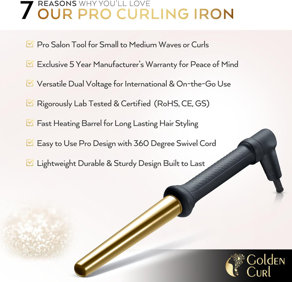 Golden Curl GL506 Boucleur de Cheveux Curl Fer a Friser Curly Professionnel pour tous types de cheveux - Garantie 5 ans (Allemagne)