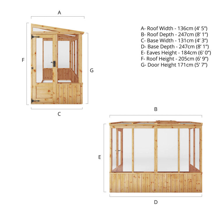 Serre Mercia 8 x 4 pi Premium Lean Too