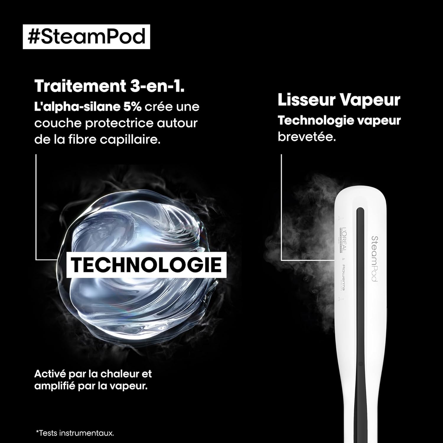 Steampod 3 - Lisseur Vapeur Professionnel 2-en-1 : Lissage & Wavy - Céramique Fer à lisser à la technologie vapeur - Adapté à tous types de cheveux - L'Oréal Professionnel -