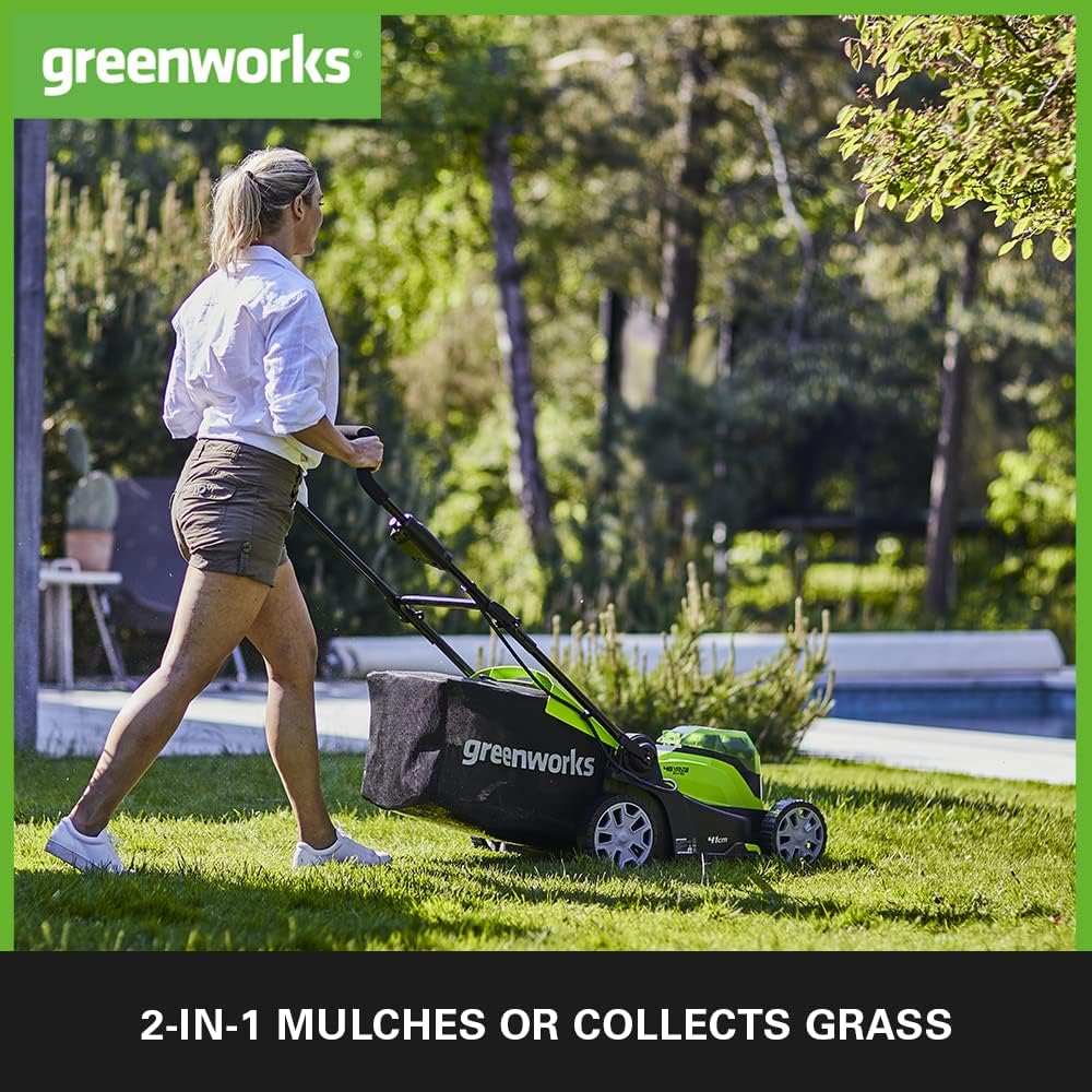 Tondeuse à gazon sans fil Greenworks G40LM41K2X pour pelouses jusqu'à 500 m