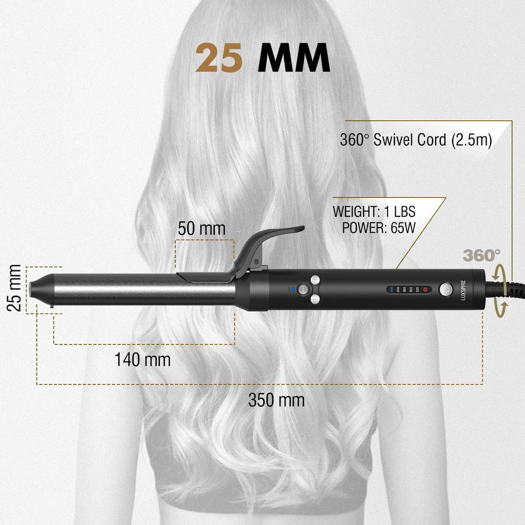 Luxspire Boucleur a Cheveux Automatique, 32mm Fer à Boucler Rotation à 360° Boucleur Automatique Revêtement en Nano Titane 120-230 TempératuresRéglable Fer à Friser pour Cheveux Longs et Moyens, Noir