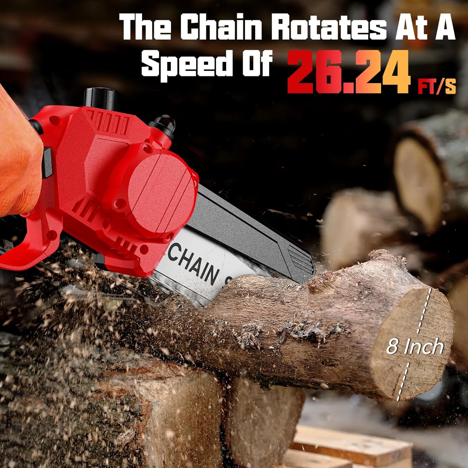 Avhrit Mini Trononneuse à Batterie, 8 Pouces, 8000 mAh Trononneuse lectrique Sans Fil Brushless avec 2 Batteries 4.0 Ah et Système de Lubrification, Idéale pour Branches, Cour et Jardin
