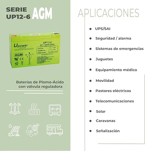 Batterie Plomb AGM 6V 12Ah