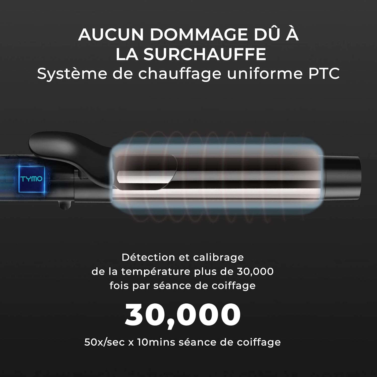 Fer à Boucler Automatique TYMO ROTA, Fer à Friser ionique rotatif de 1 1/4 pouce pour cheveux longs, avec un très grand cylindre nanotitane 5 températures réglables pour une mise plis professionnelle.