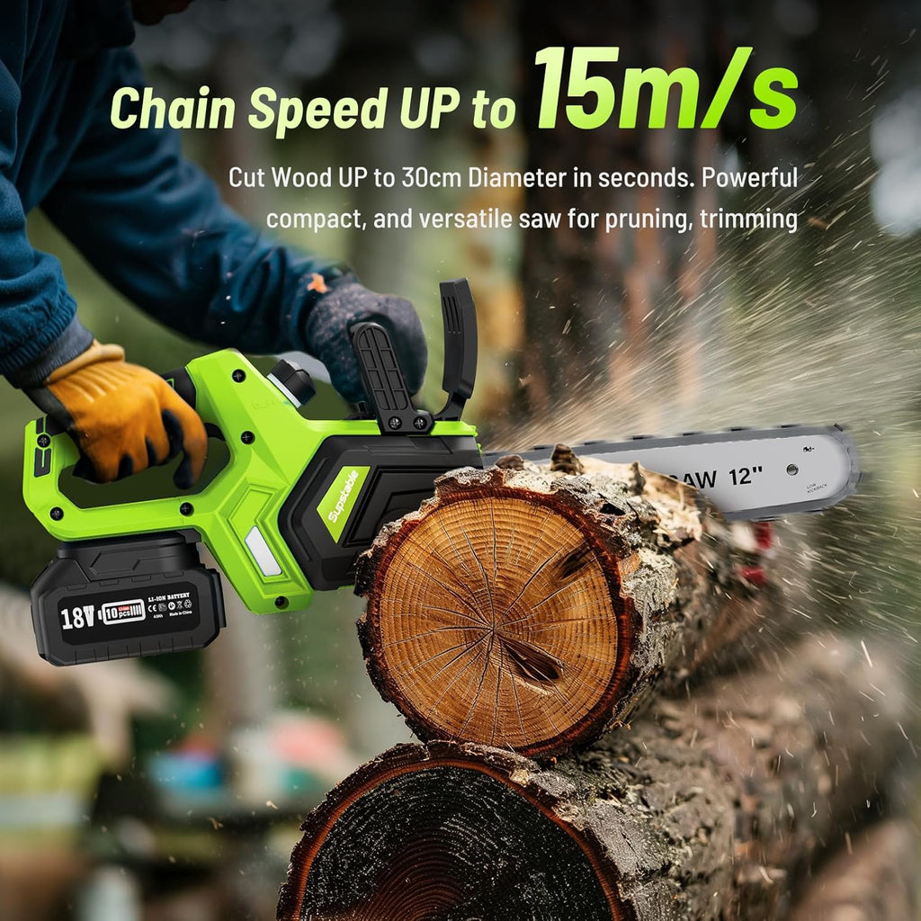 Supstable Mini Trononneuse à Batterie 6 et 8 Pouces, 8000mAh Trononneuse lectrique 900W Sans Fil, D'huile Automatique & Tension de Chane Sans Outil, Compatible avec Makita 18V