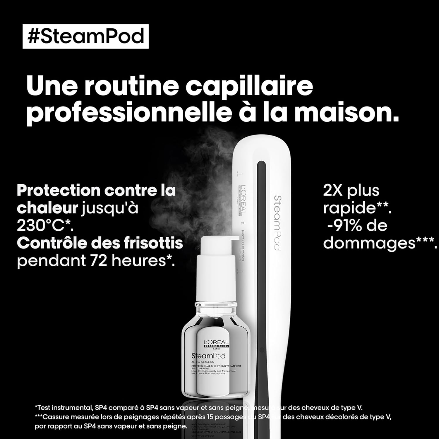 Steampod 3 - Lisseur Vapeur Professionnel 2-en-1 : Lissage & Wavy - Céramique Fer à lisser à la technologie vapeur - Adapté à tous types de cheveux - L'Oréal Professionnel -