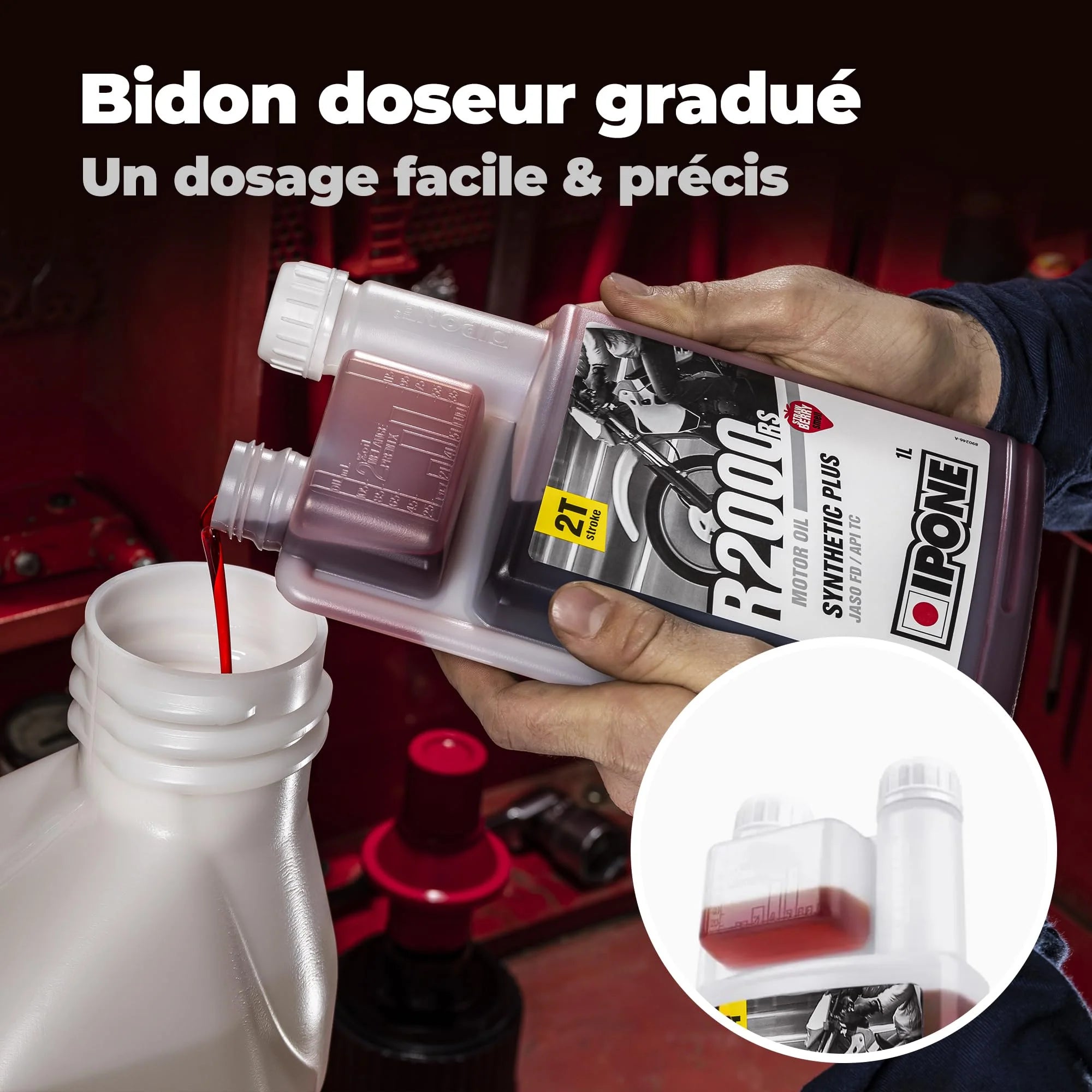 IPONE – Huile Moteur Moto 2 Temps R2000 RS - Usage Urbain - Semi-Synthétique – Compatible Mélange et Injection - Meilleurs démarrages - Réductions des Emissions de Fumée - 4L