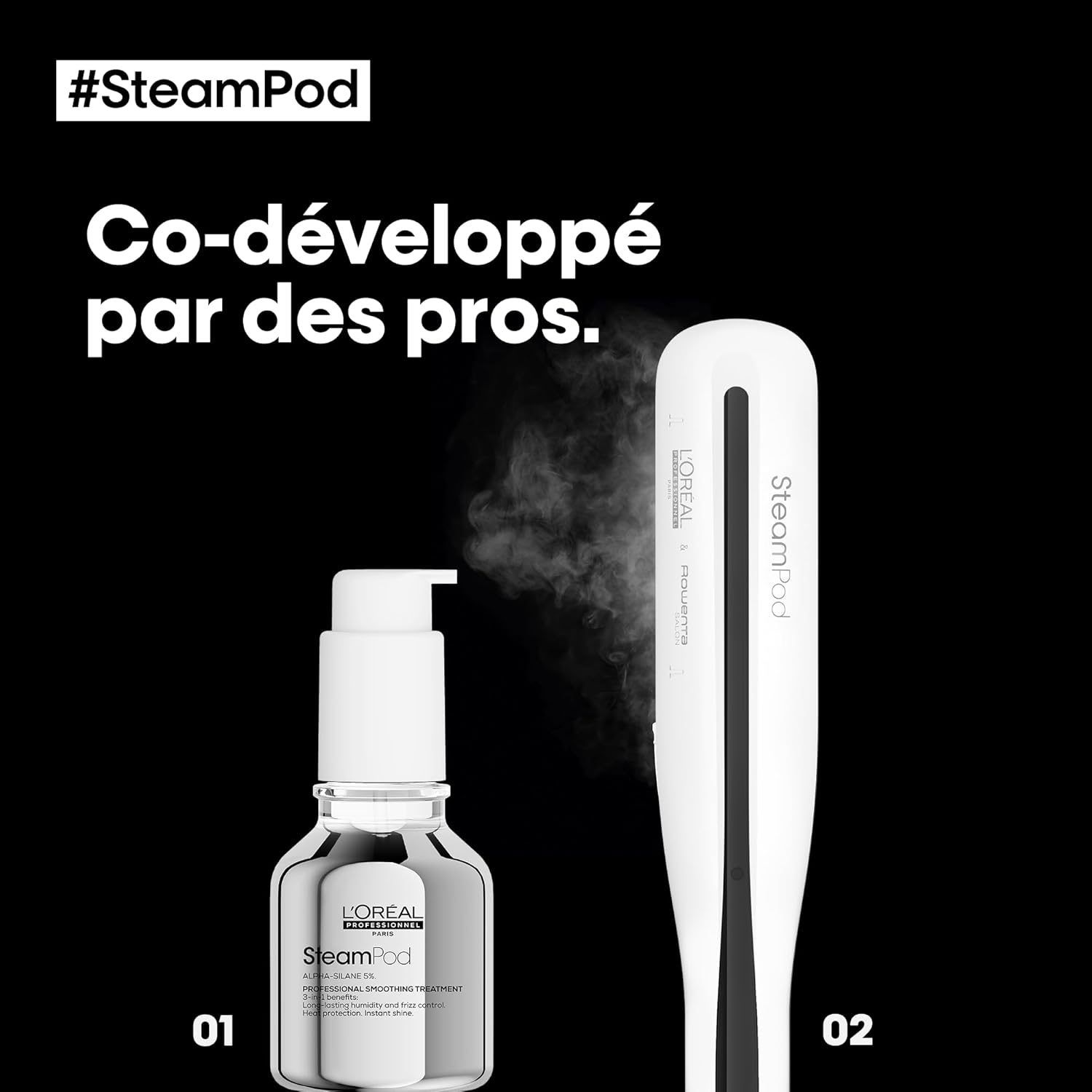 Steampod 3 - Lisseur Vapeur Professionnel 2-en-1 : Lissage & Wavy - Céramique Fer à lisser à la technologie vapeur - Adapté à tous types de cheveux - L'Oréal Professionnel -