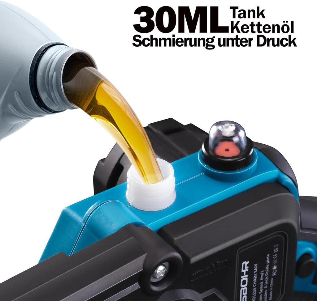 KIESBOHR Trononneuse sans balais 6 pouces avec lubrification améliorée de la chane, compatible avec la batterie Makita 18V（sans batterie ni chargeur）