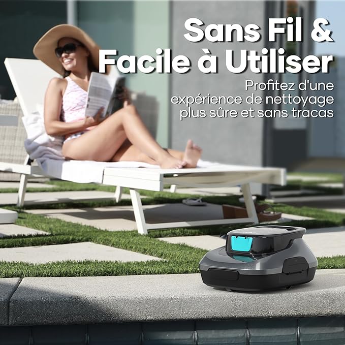 AIPER Scuba SE Robot Pool, Cordless Pool Vacuum, 90 Minutes Cleaning, Automatic Parking Function, Compact and Lightweight Pool Cleaner, Ideal for Above Ground Pools 80