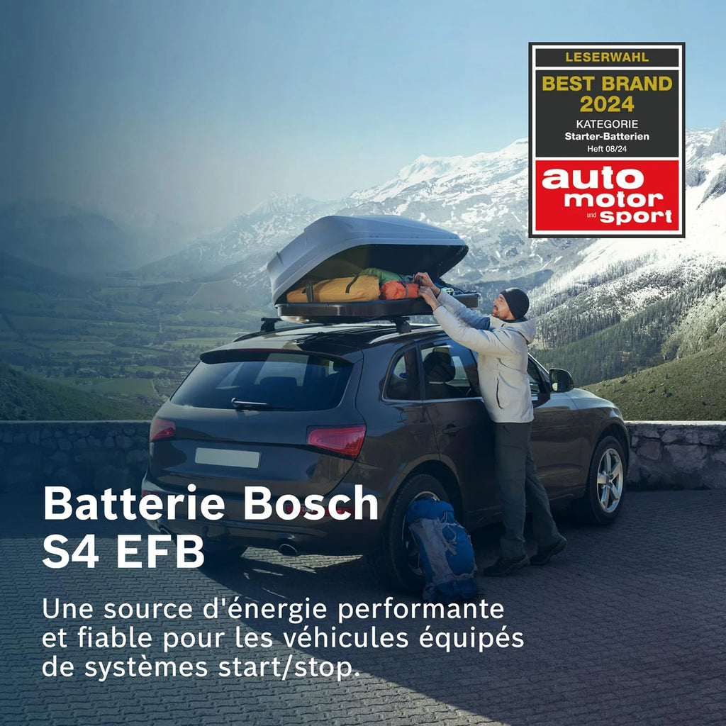 Bosch S4 E08 Batterie Auto 70 A/h - 760 A - Batterie 12 V, EFB Plomb-acide pour Véhicules avec Système Start/Stop, Polarité Gauche (-) Droite (+), 278 x 175 x 190 mm