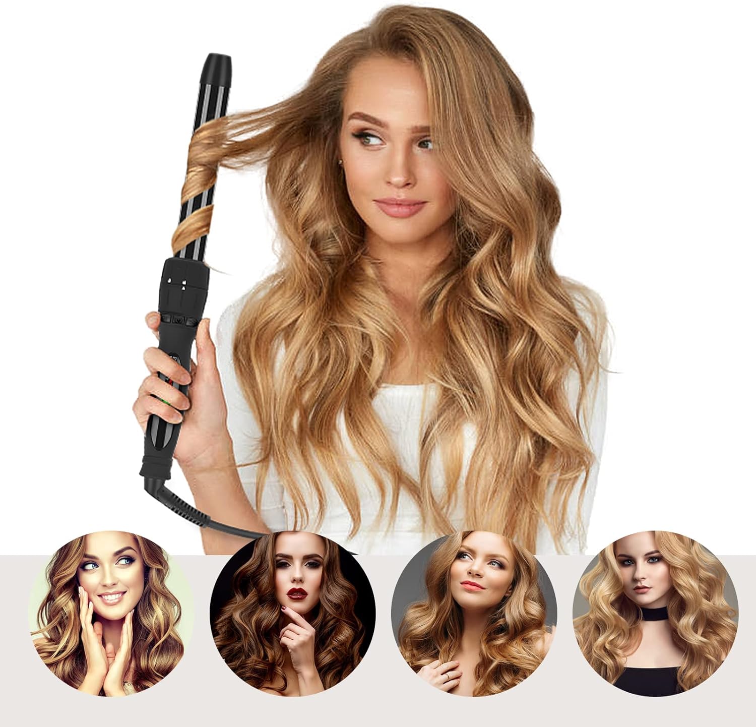 Fer a Boucler 7 En 1, Parwin Pro Beauty Boucleur a Cheveux, Professionnel Appareils Et Outils De Coiffure, Fer a Friser en Céramique avec 7 Baguettes Chauffantes, 100-230℃, cran LCD