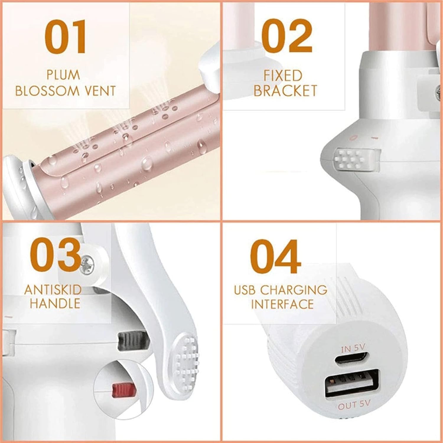 KKMNDE Baguettes à friser Les Cheveux, Mini Fer à friser sans Fil, Portable, Rechargeable par USB, Fer à friser en céramique, Fer à friser sans Fil, Outil de Coiffure pour Salon de coiff