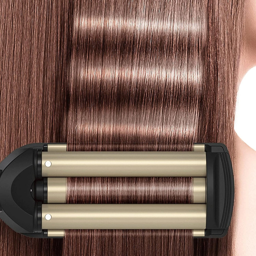 KKMNDE Baguettes à friser Les Cheveux, Styler Les Cheveux, Outils de Coiffure, bigoudis électriques, Outils Professionnels pour Cheveux, Fer à friser en céramique Triple Baril