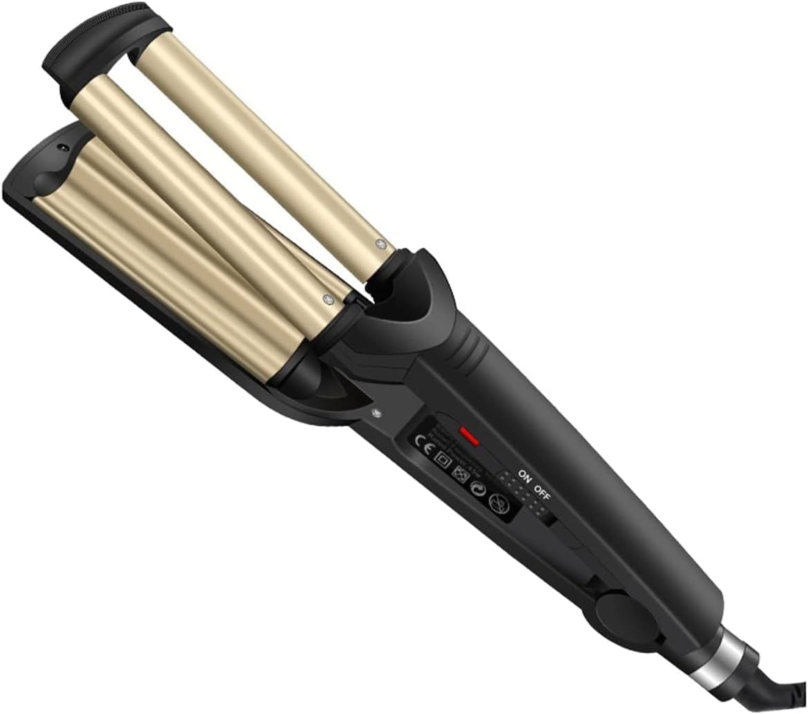 KKMNDE Baguettes à friser Les Cheveux, Styler Les Cheveux, Outils de Coiffure, bigoudis électriques, Outils Professionnels pour Cheveux, Fer à friser en céramique Triple Baril