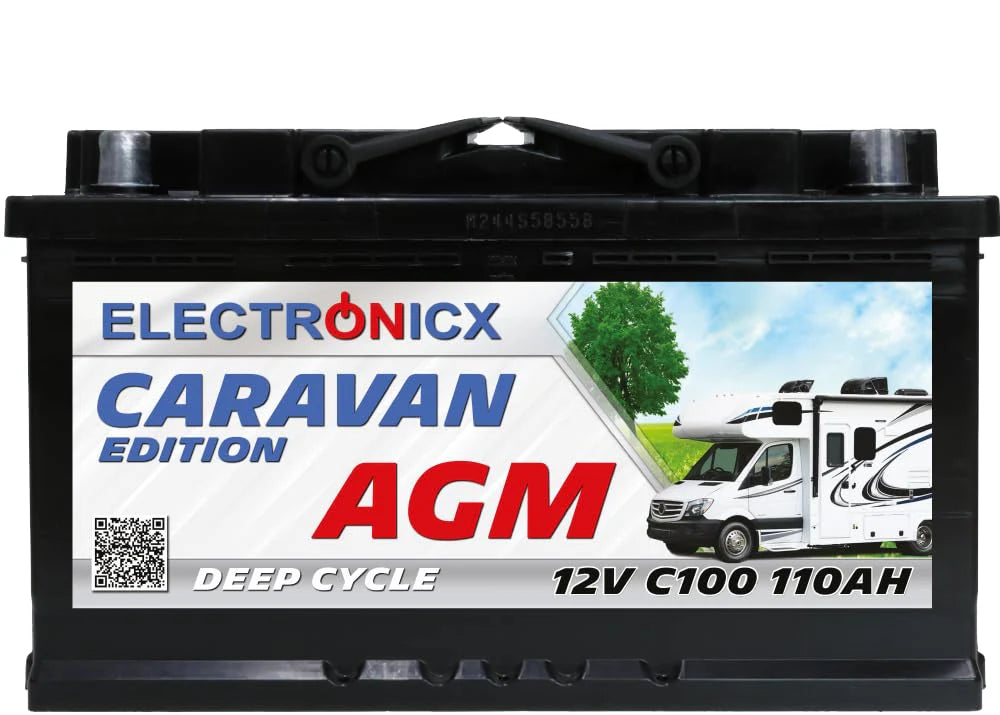 Batterie AGM pour caravane 110 Ah 12 V pour caravane et batterie solaire – Batteries 12 V 110 Ah pour camping, camping-car, bateau, système solaire, batterie Deep Electronicx.