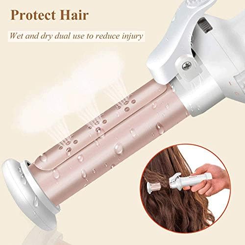 KKMNDE Fer à friser sans Fil Baguette à friser en céramique Professionnel 2 en 1 Mini bigoudi pour Boucles lches USB Rechargeable