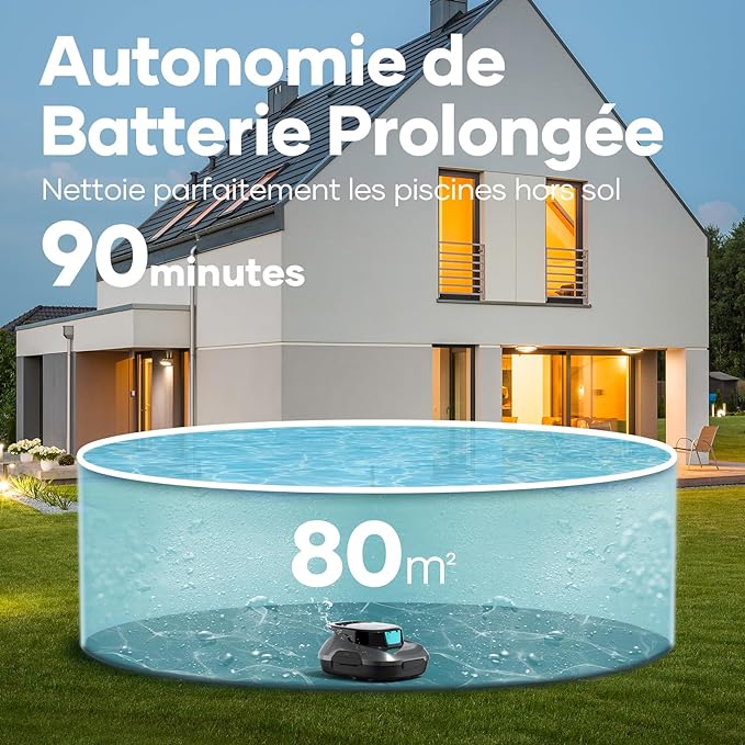 AIPER Scuba SE Robot Pool, Cordless Pool Vacuum, 90 Minutes Cleaning, Automatic Parking Function, Compact and Lightweight Pool Cleaner, Ideal for Above Ground Pools 80