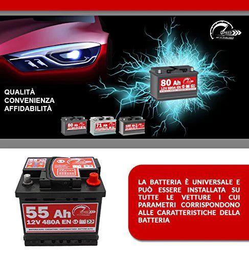 SMC 7903430 L155 Speed - Batterie de voiture d’origine, 12 V 55 Ah 480 A, avec pôle positif à droite