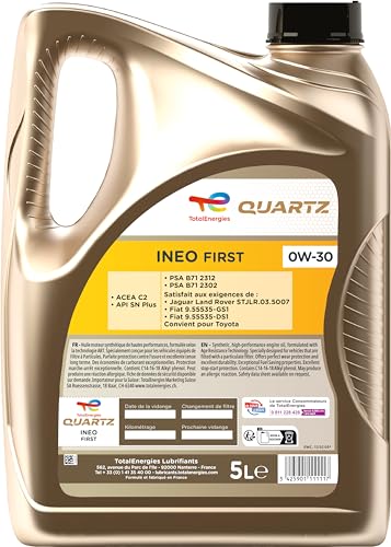 TotalEnergies Quartz Ineo First 0W-30, Huile moteur essence et Diesel, 5 litres